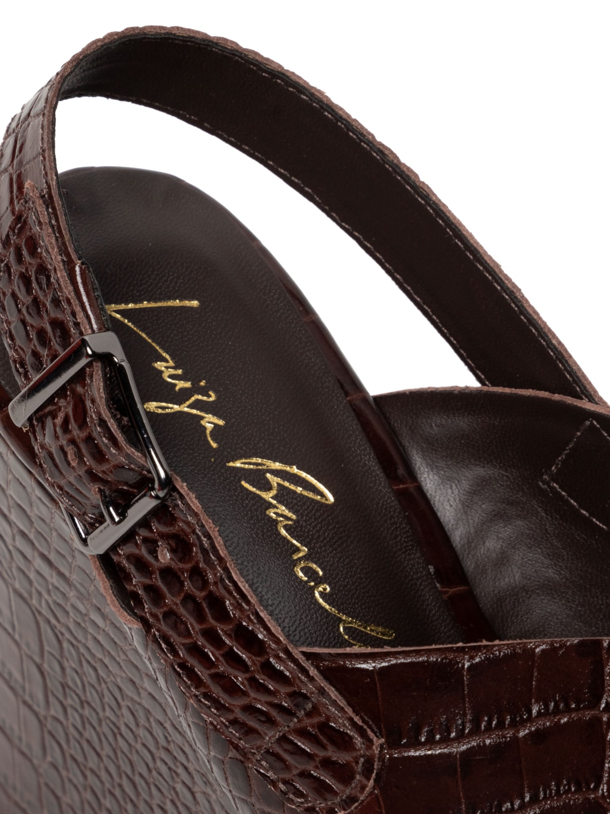 Sandália Feminina Croco Dacar Marrom Luiza Barcelos