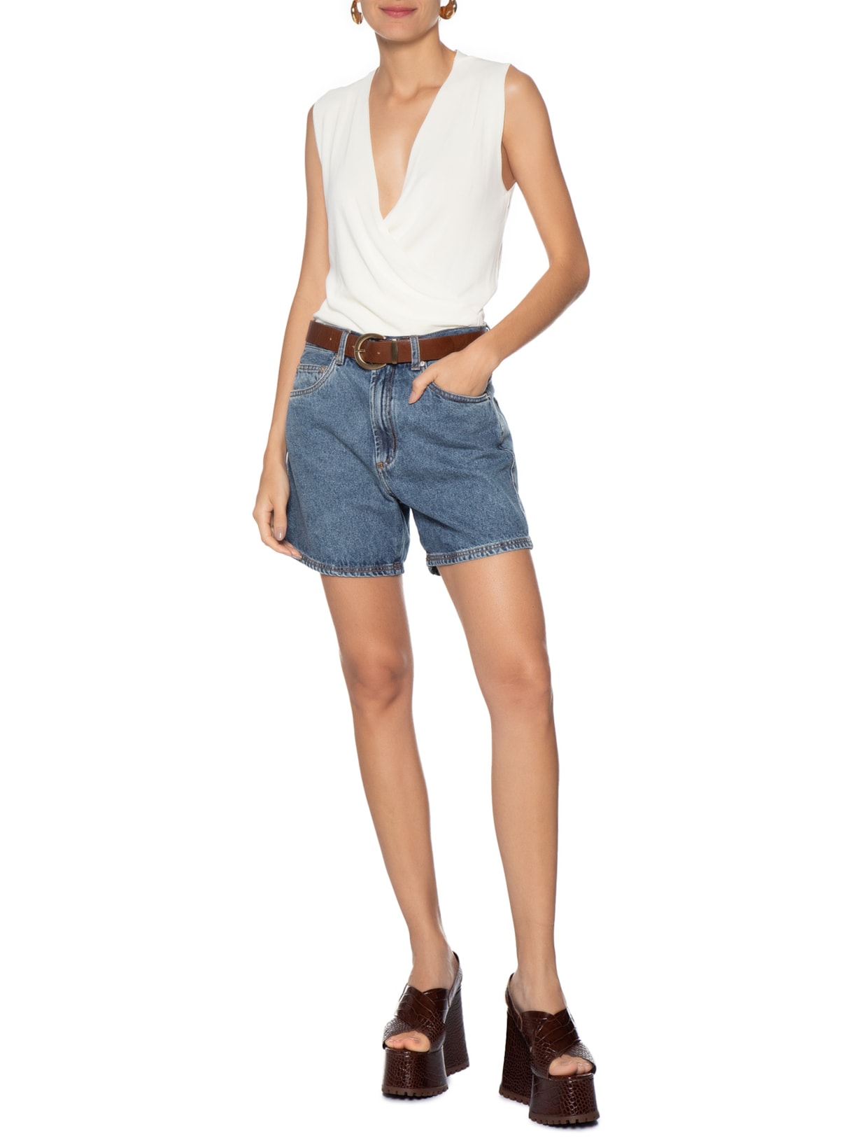 Sandália Feminina Croco Dacar Marrom Luiza Barcelos