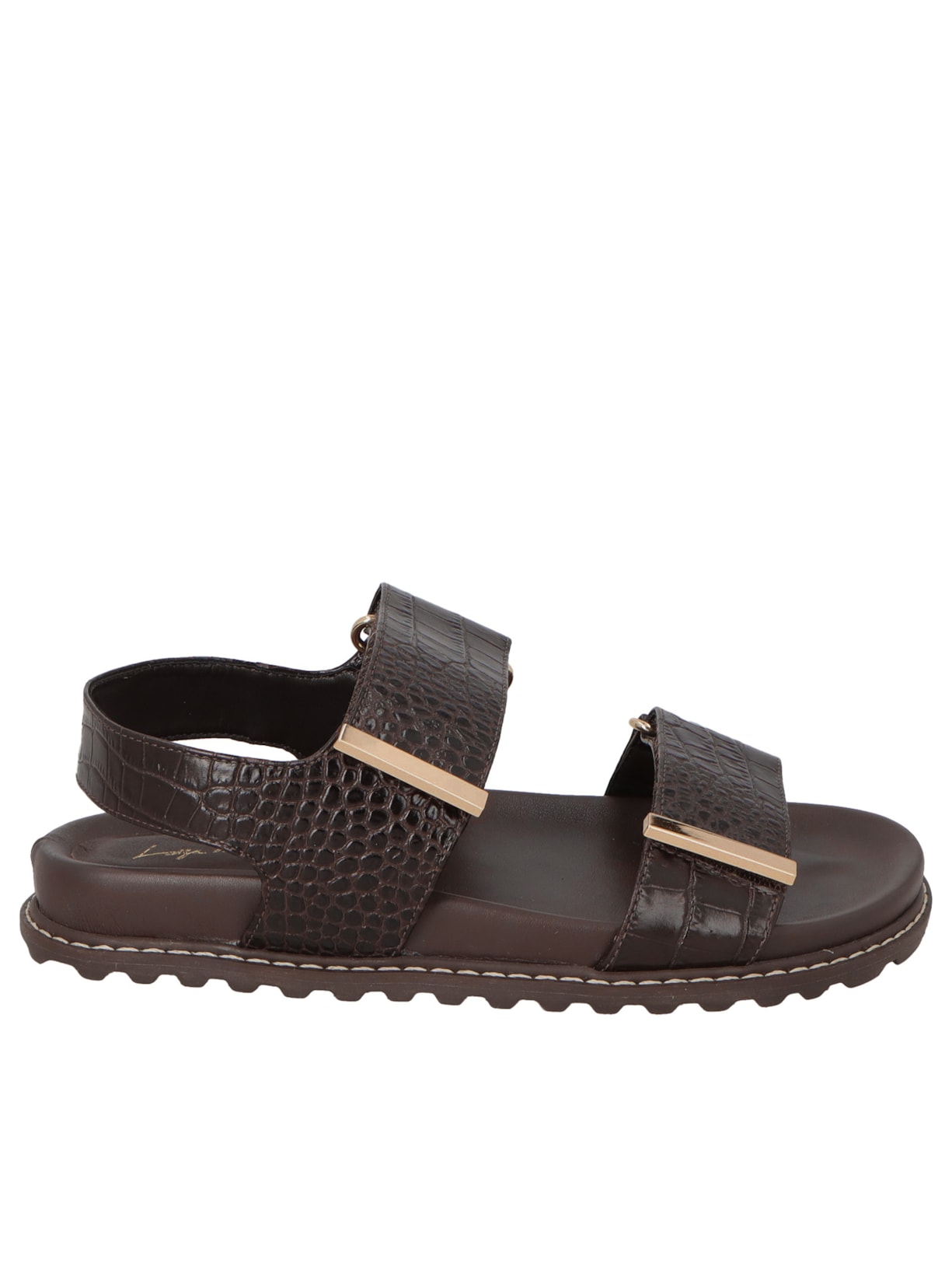 Sandália Feminina Croco Dacar Marrom Luiza Barcelos