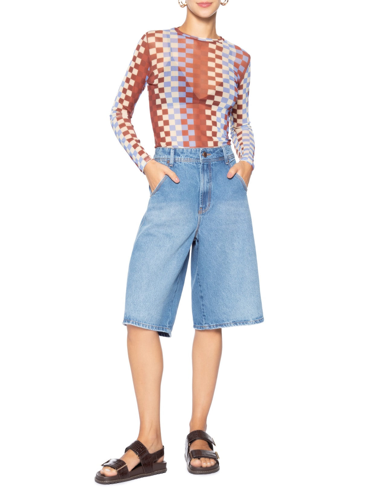 Sandália Feminina Croco Dacar Marrom Luiza Barcelos