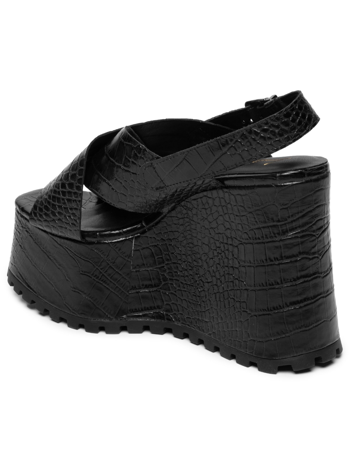 Sandália Feminina Croco Dacar Preto Luiza Barcelos