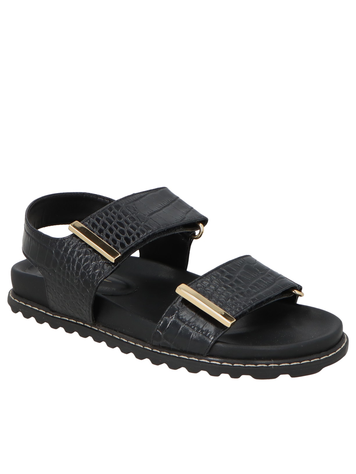 Sandália Feminina Croco Dacar Preto Luiza Barcelos