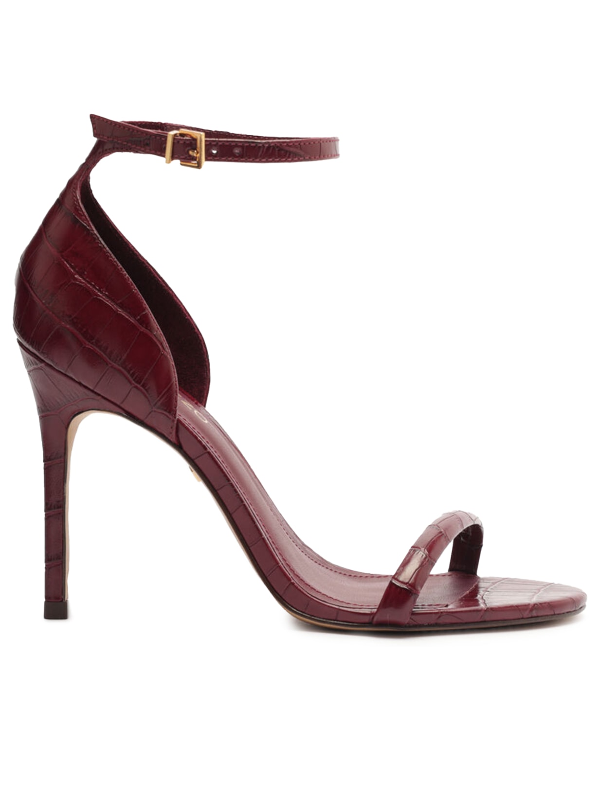 Sandália Feminina Croco Salto Alto Fino - Vinho