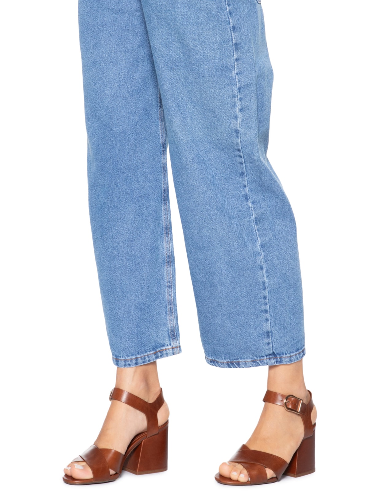 Sandália Feminina Daisy Salto Bloco Couro Marrom Schutz