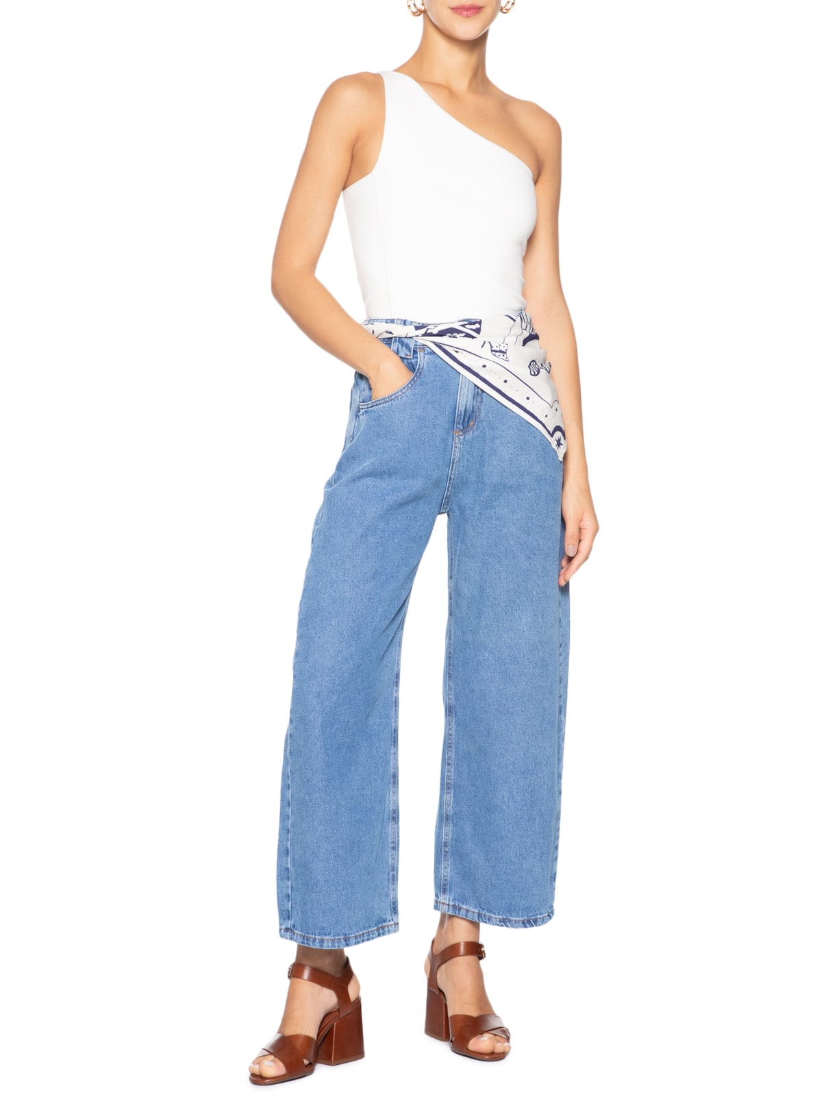 Sandália Feminina Daisy Salto Bloco Couro Marrom Schutz