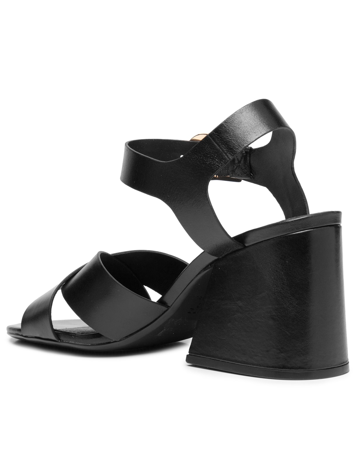 Sandália Feminina Daisy Salto Bloco Couro Preto Schutz