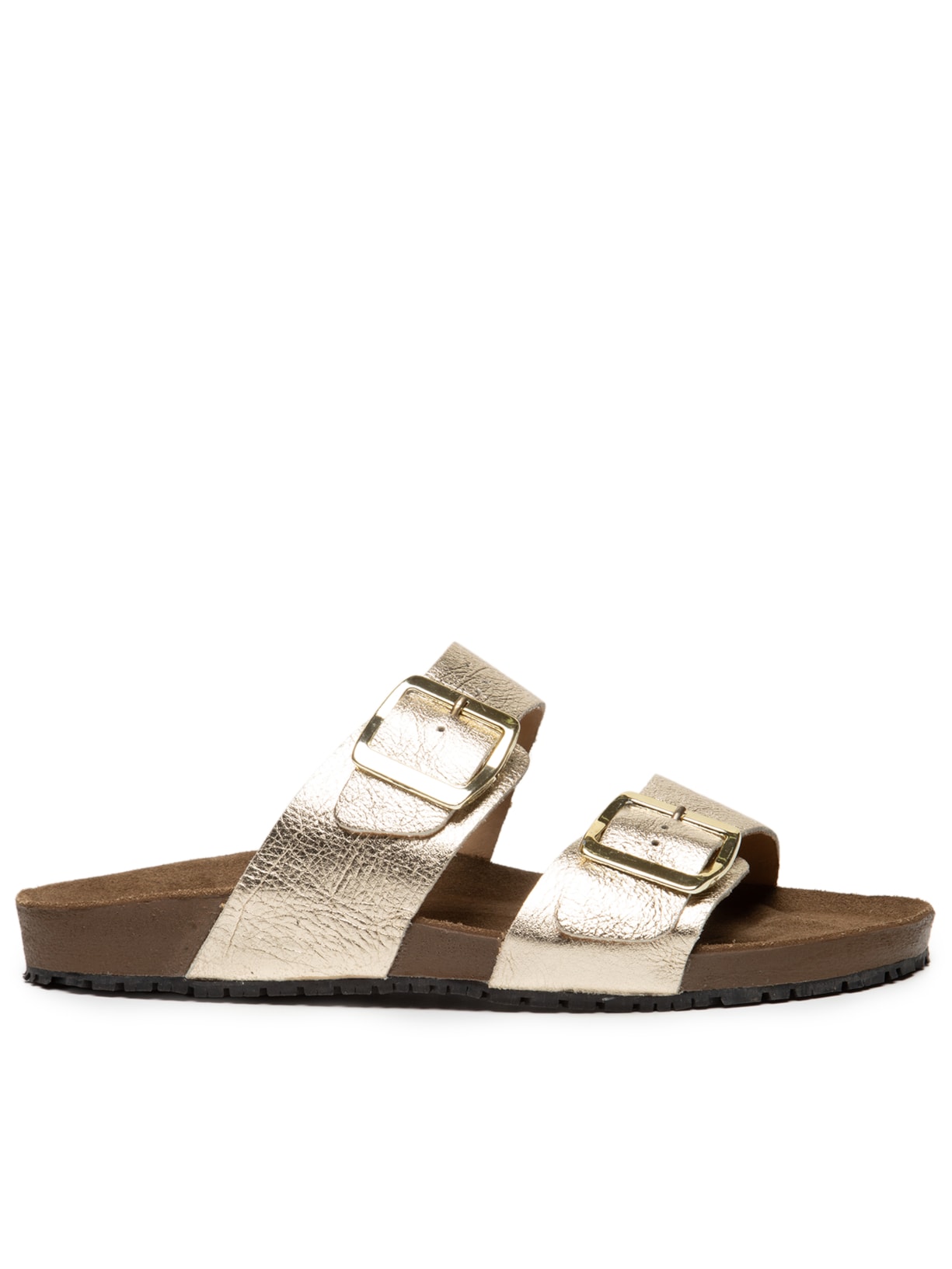 Sandália Feminina De Tiras Básica Em Couro - Dourado