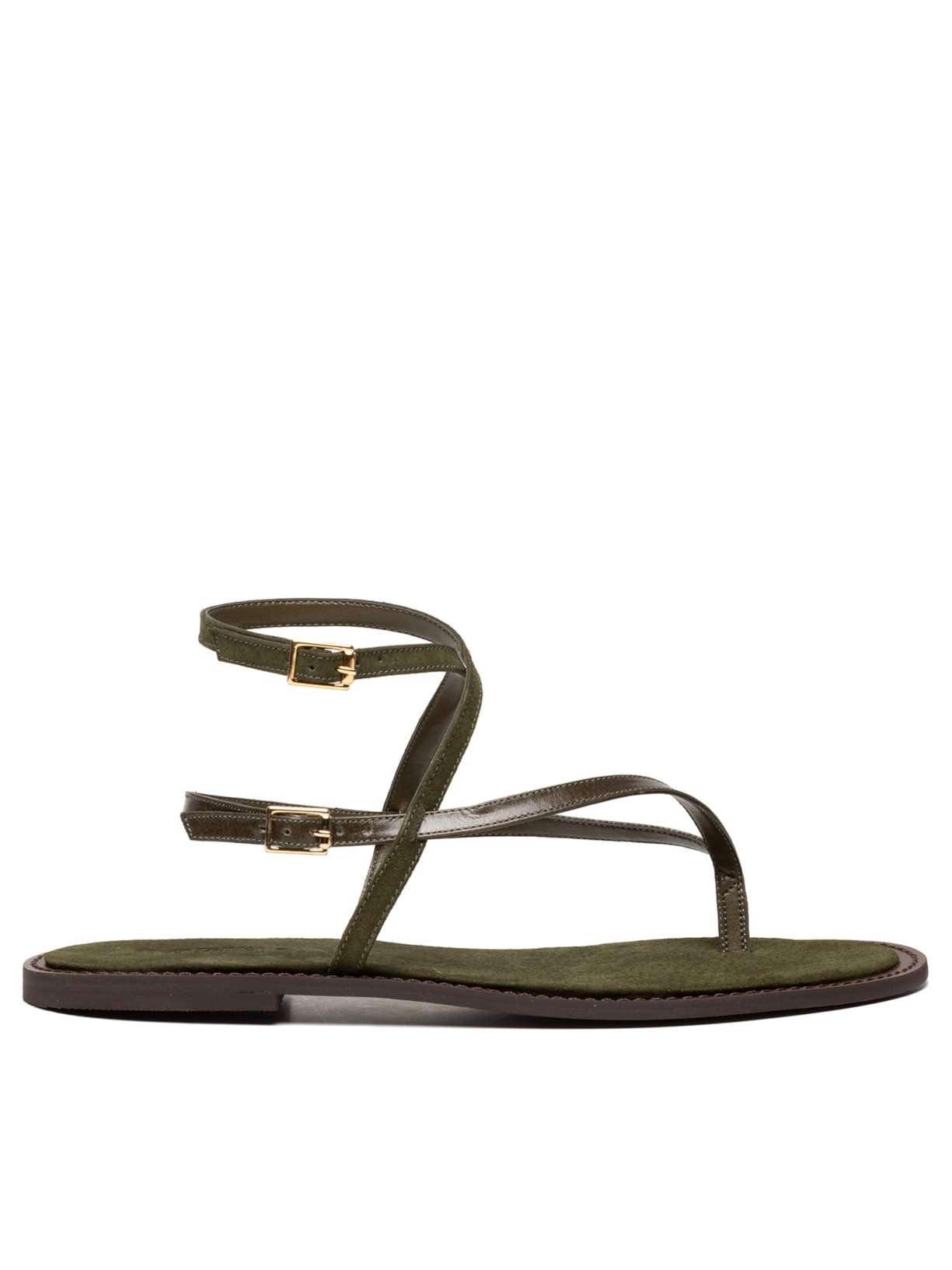 Sandália Feminina De Tiras Finas Em Couro - Verde