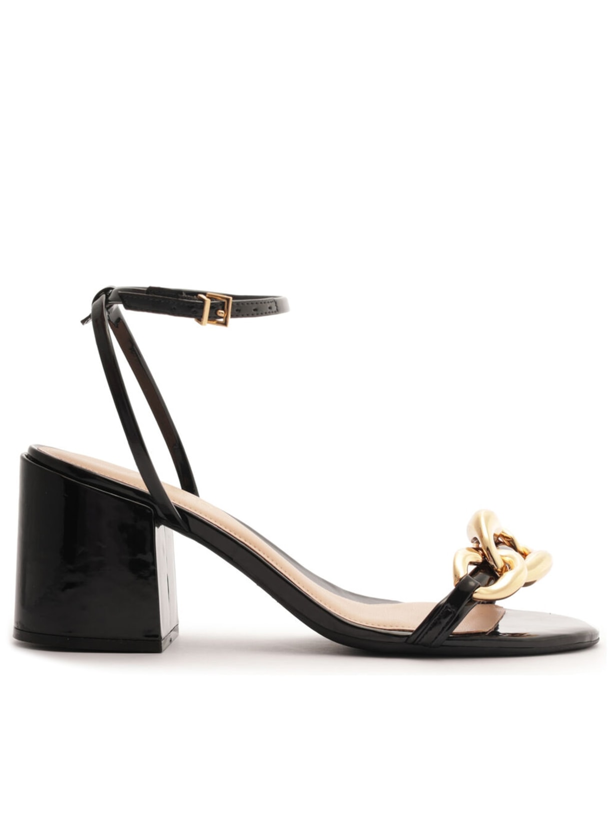 Sandália Feminina Eco Verniz Open - Preto