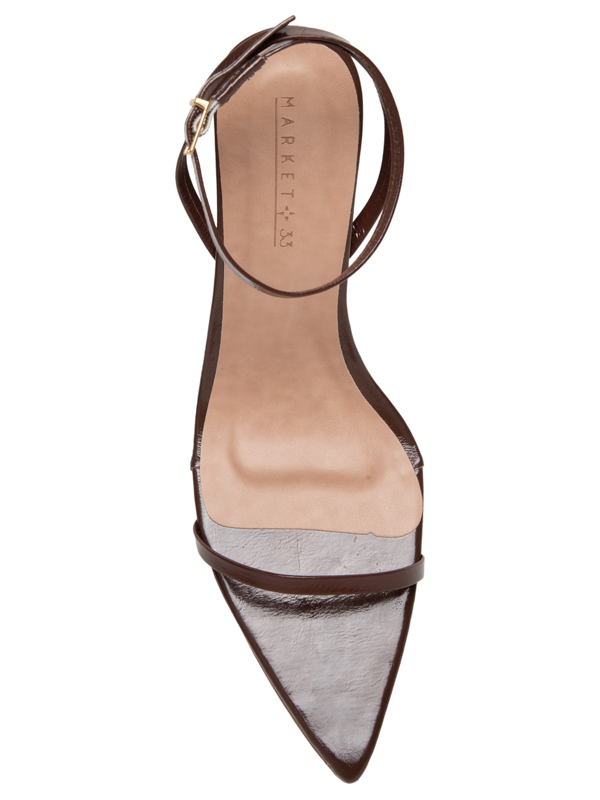 Sandália Feminina Em Couro Com Salto Anabela Marrom Market 33