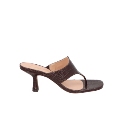 Sandália Feminina Em Couro Croco - Marrom