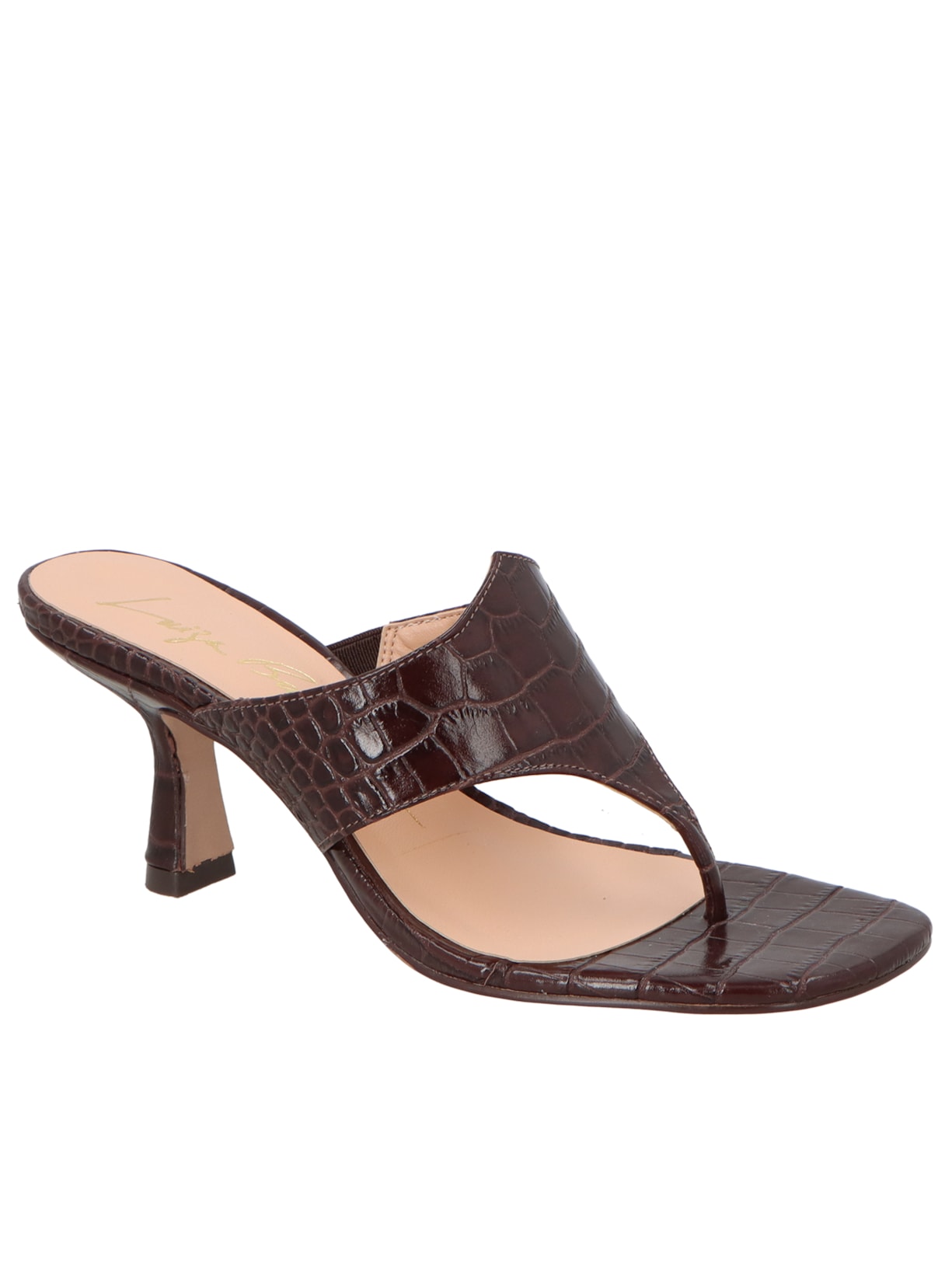 Sandália Feminina Em Couro Croco Marrom Luiza Barcelos