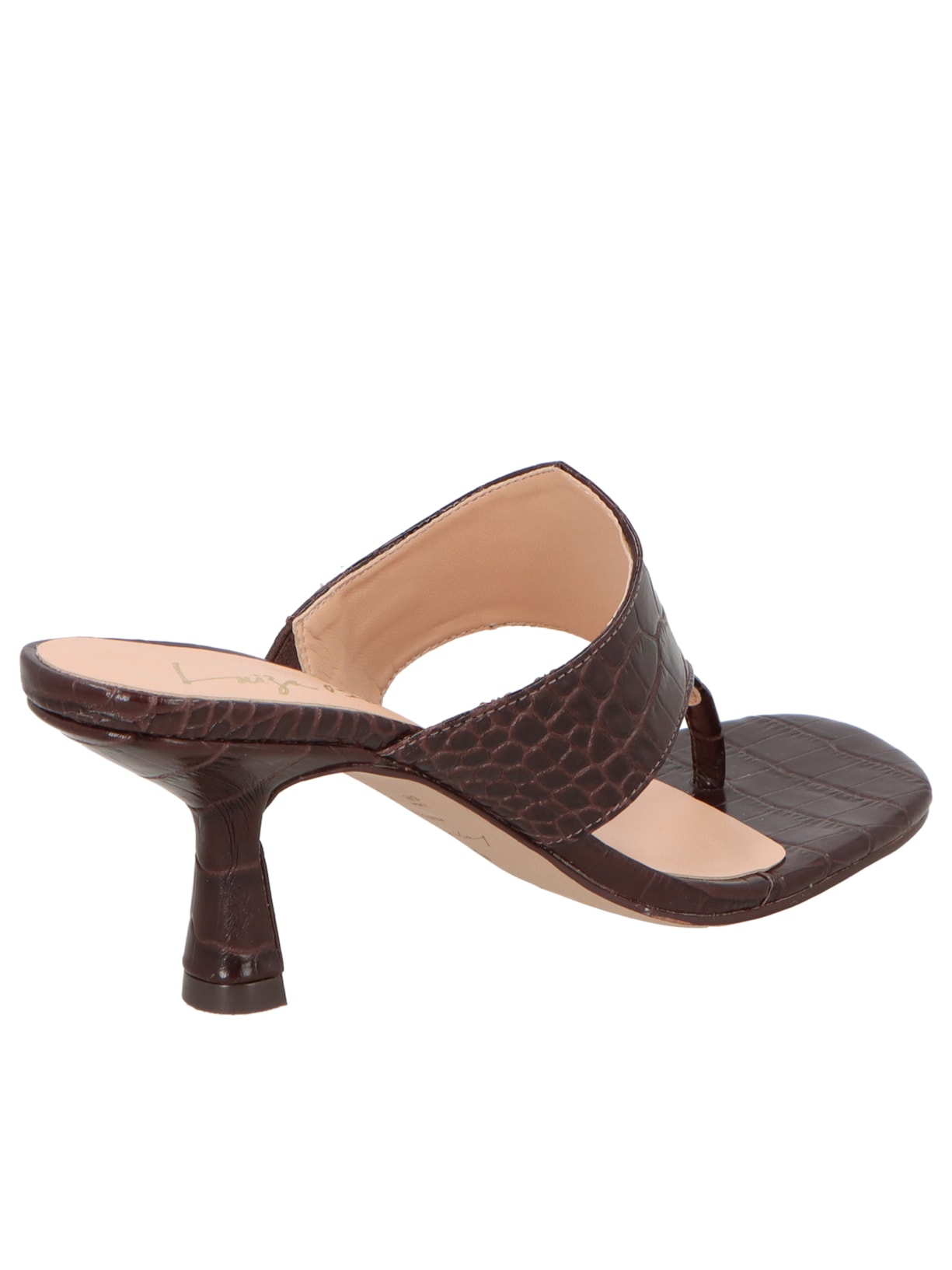 Sandália Feminina Em Couro Croco Marrom Luiza Barcelos