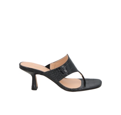 Sandália Feminina Em Couro Croco - Preto