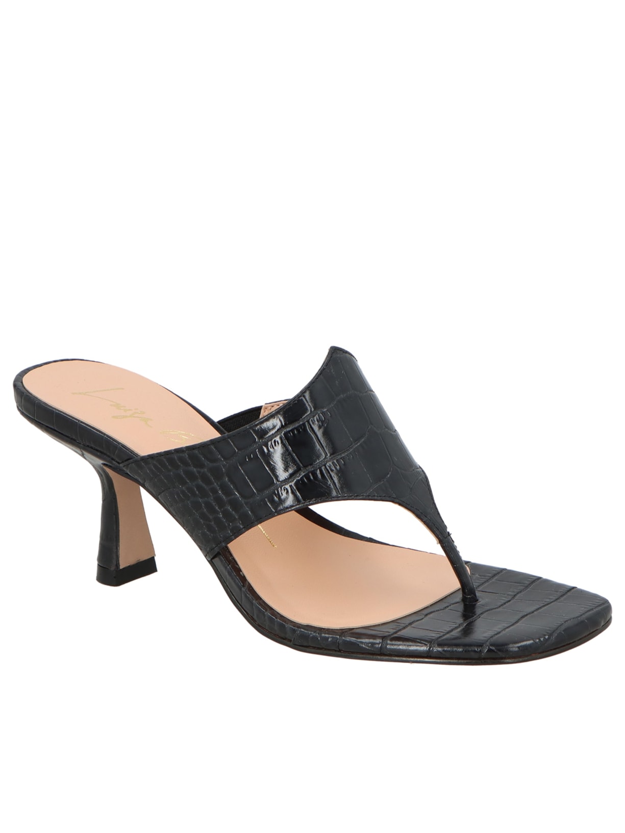 Sandália Feminina Em Couro Croco Preto Luiza Barcelos