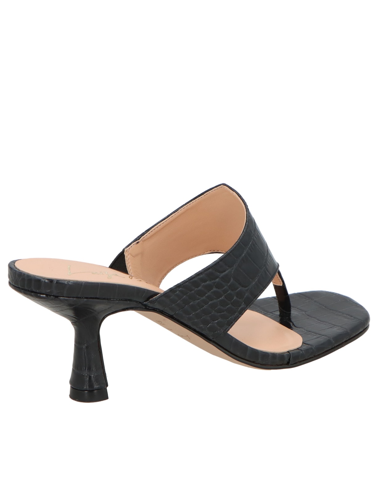 Sandália Feminina Em Couro Croco Preto Luiza Barcelos