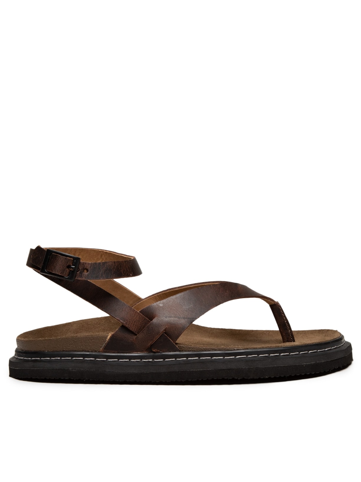 Sandália Feminina Em Couro - Marrom