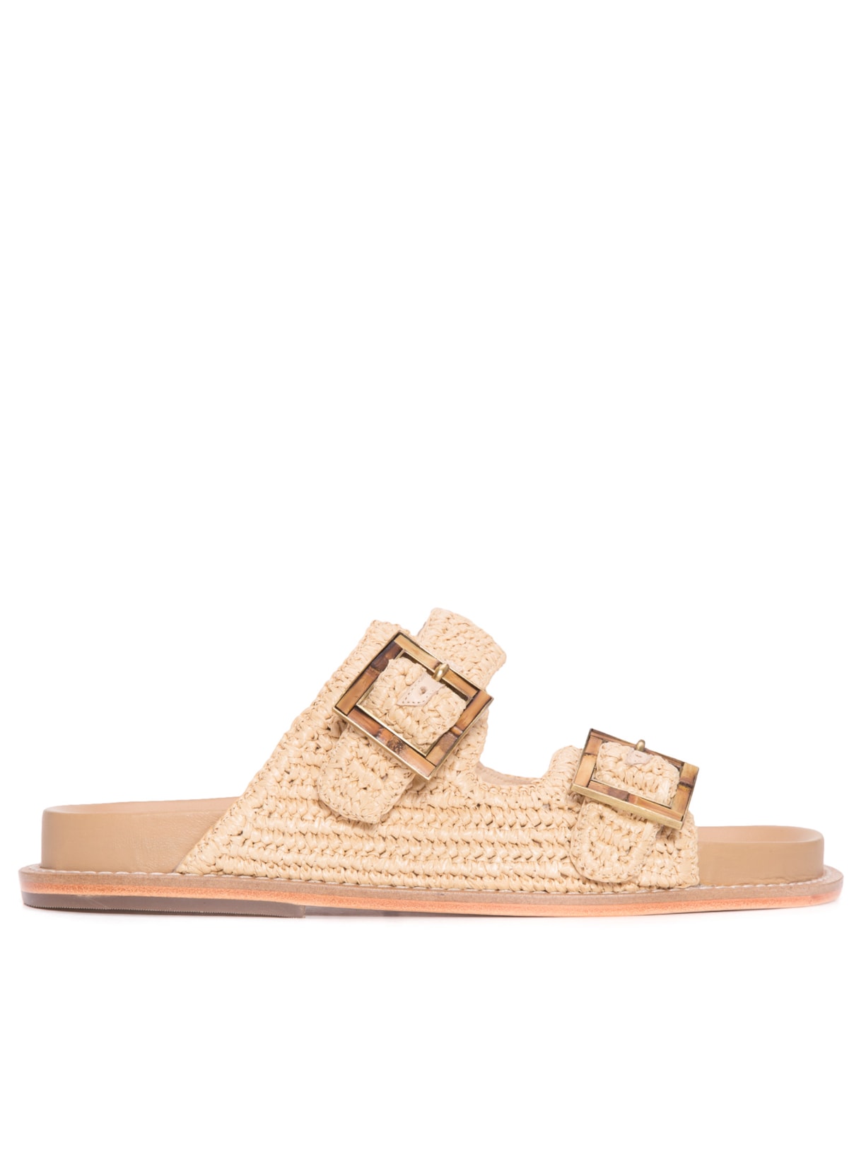 Sandália Feminina Flat Jamekka Crochê Ráfia - Bege