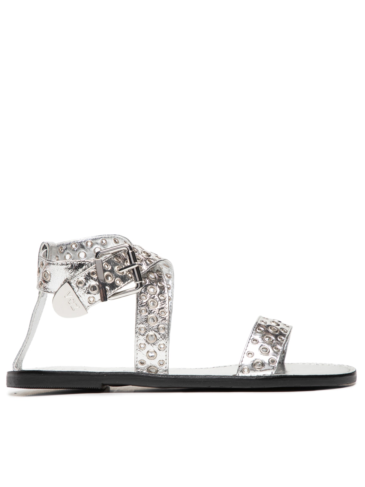 Sandália Feminina Flat Metal - Prata