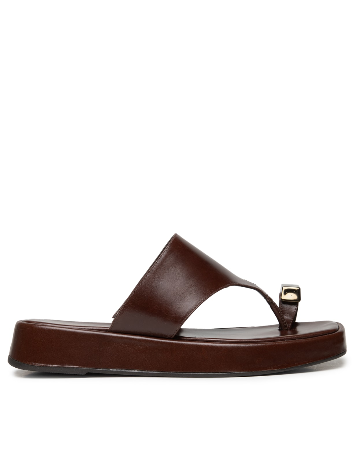 Sandália Feminina Flatform Couro de Dedo - Marrom