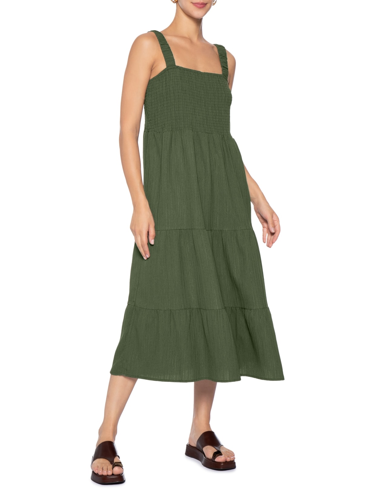 Sandália Feminina Flatform Couro de Dedo Marrom Basiq