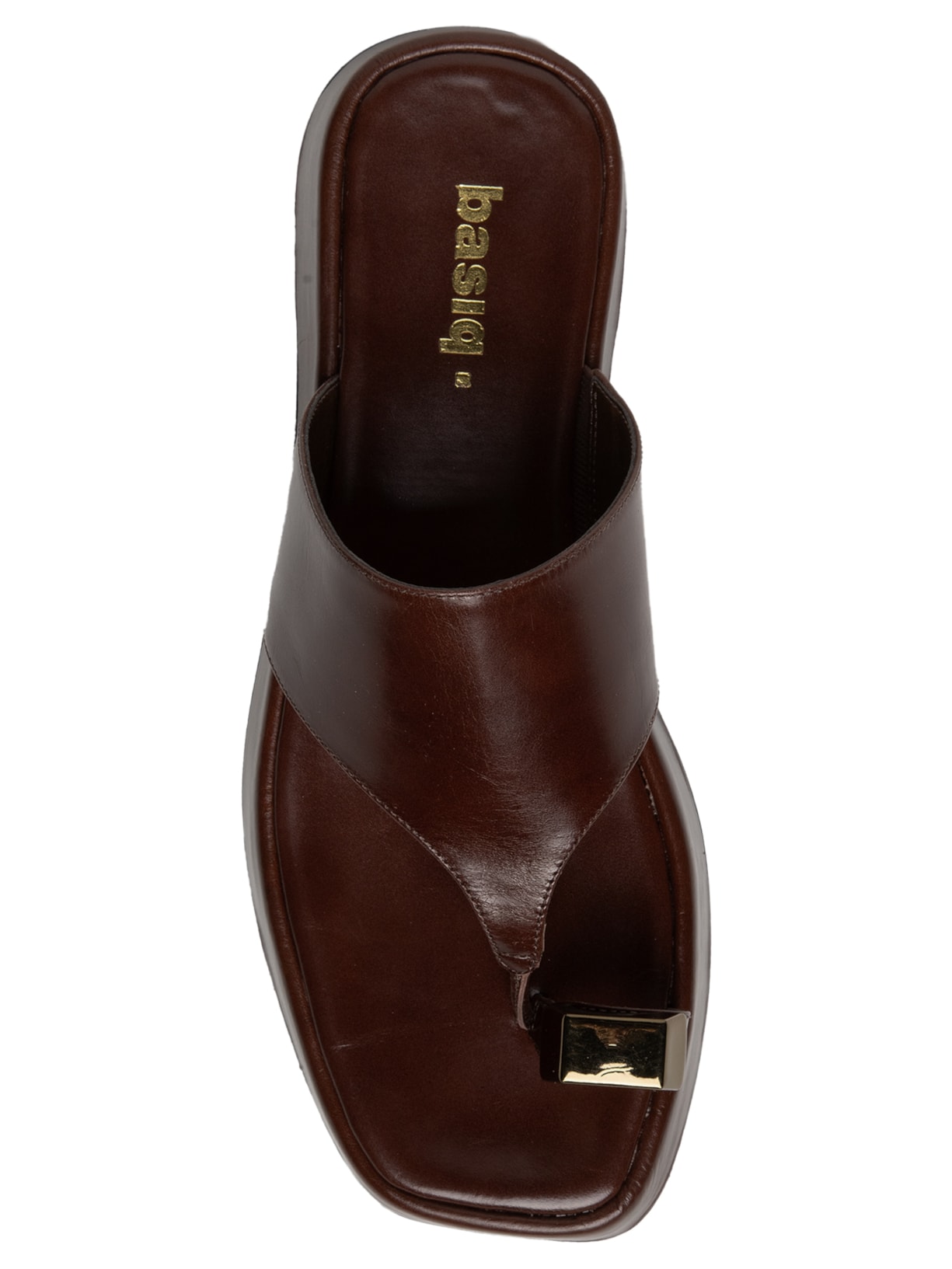Sandália Feminina Flatform Couro de Dedo  Marrom Basiq