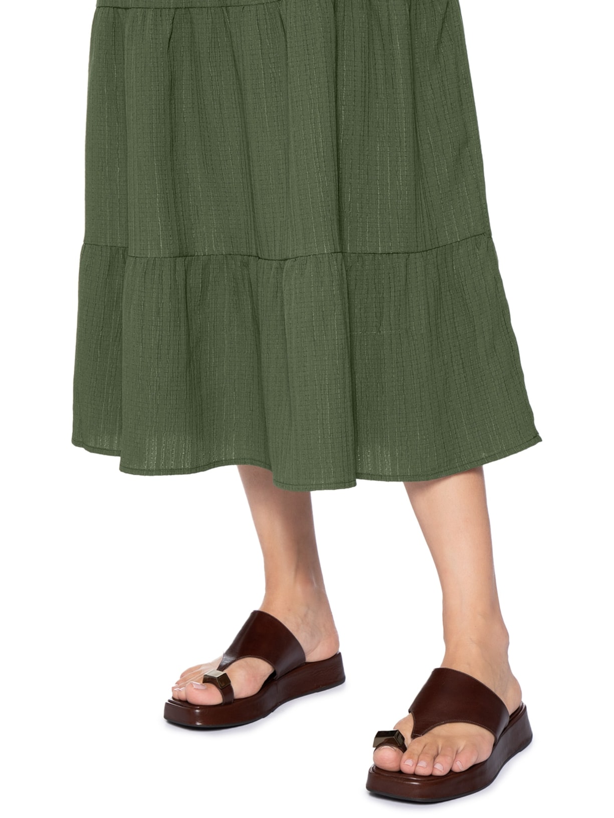 Sandália Feminina Flatform Couro de Dedo Marrom Basiq
