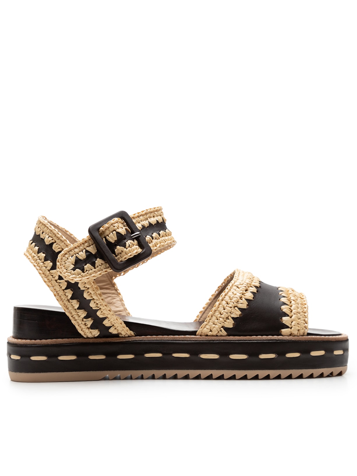 Sandália Feminina Flatform Gaia Crochê - Marrom