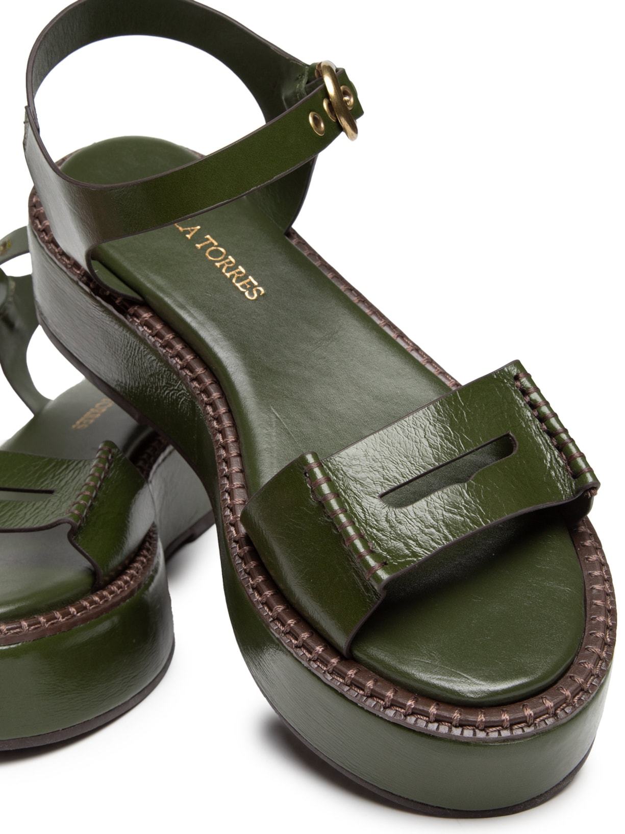 Sandália Feminina Flatform Lana Verde Paula Torres