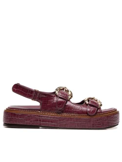 Sandália Feminina Flatform LavÃnia - Vinho