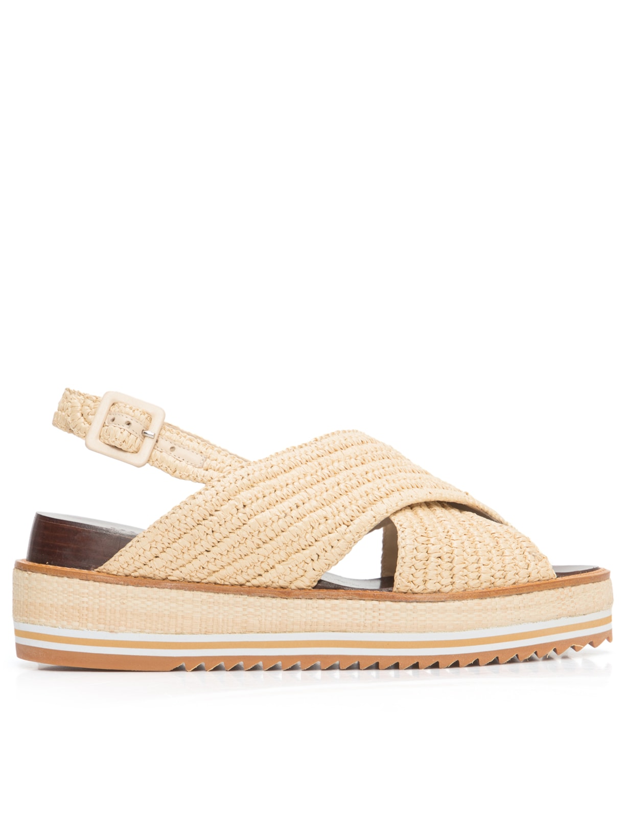 Sandália Feminina Flatform X Crochê Ráfia - Bege