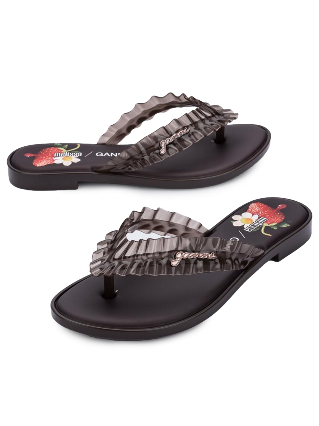 Sandália Feminina Flip Flop Slim Marrom Melissa + Ganni
