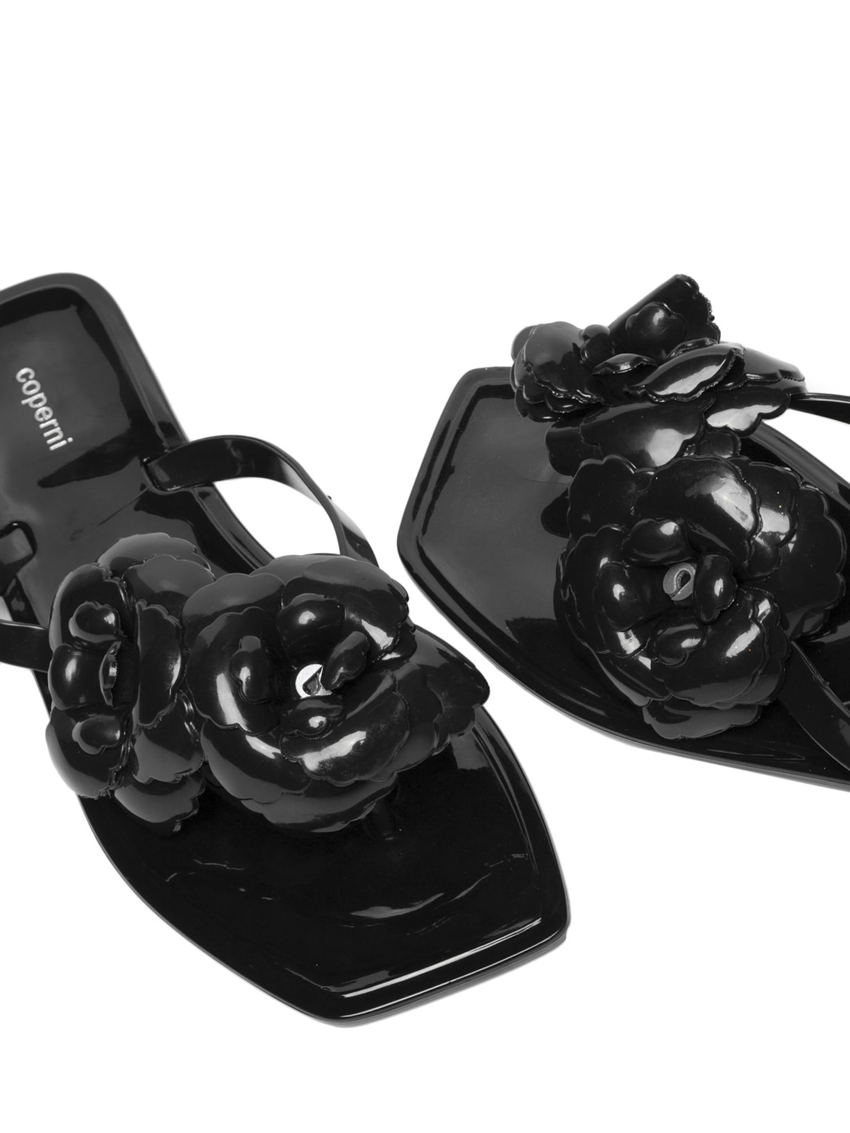 Sandália Feminina Flower Flat Preto Coperni