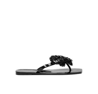 Sandália Feminina Flower Flat - Preto