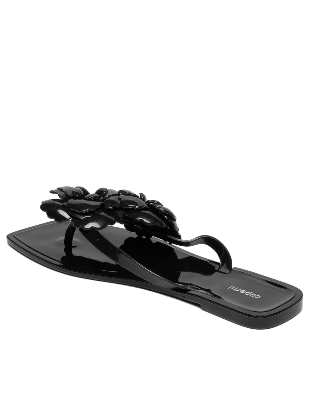 Sandália Feminina Flower Flat Preto Coperni