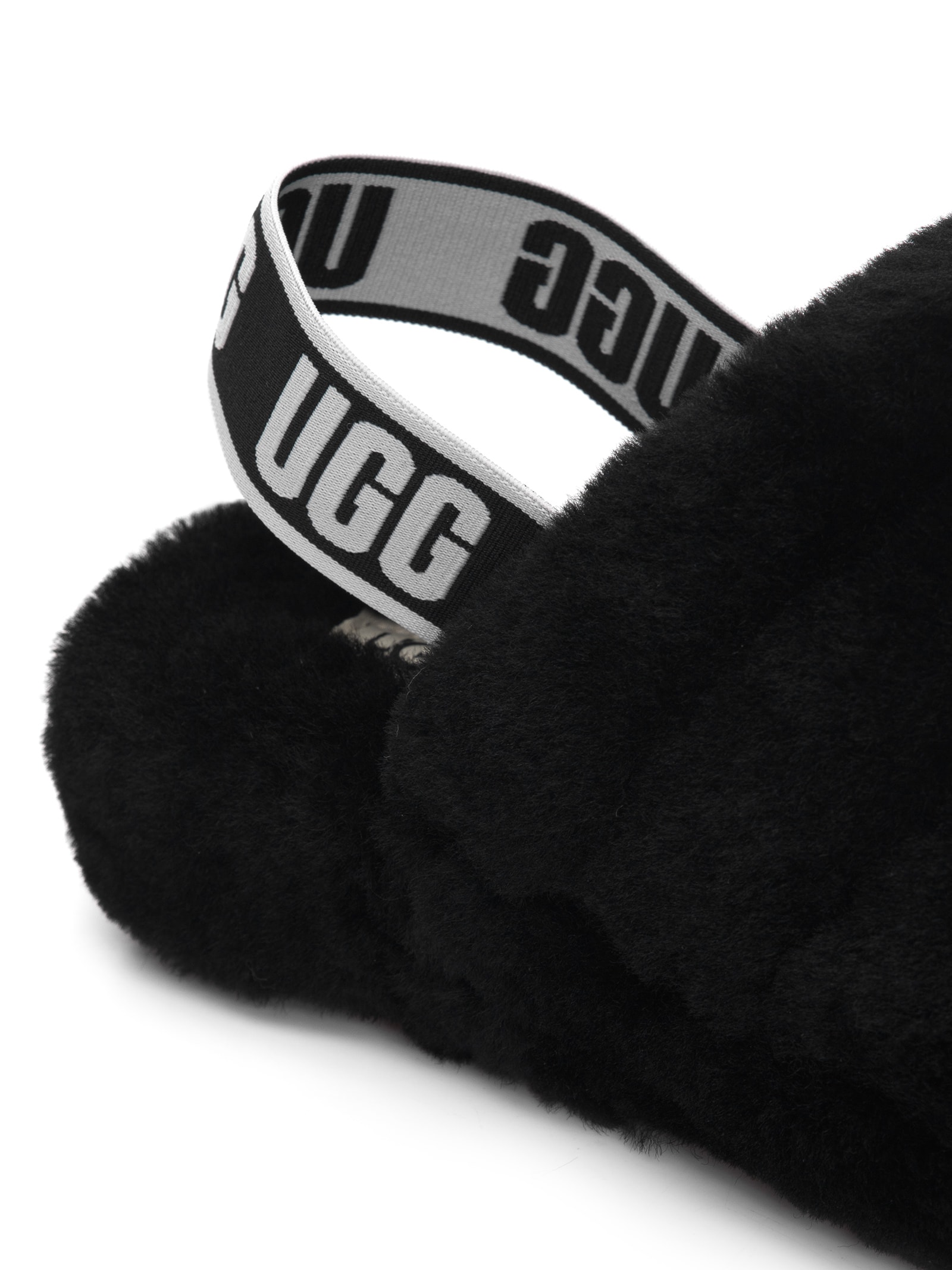 Ugg - Sandália Feminina Fluff Yeah Slide - Preto
