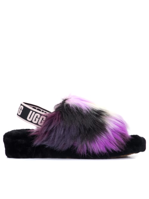 Sandália Feminina Fluff Yeah Slide Tie Dye - Preto