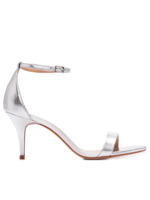 Sandália Feminina Gisele Salto Fino Médio - Prata