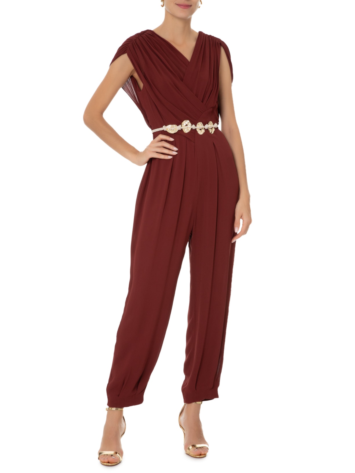 Sandália Feminina Gisele Salto Médio Dourado Schutz