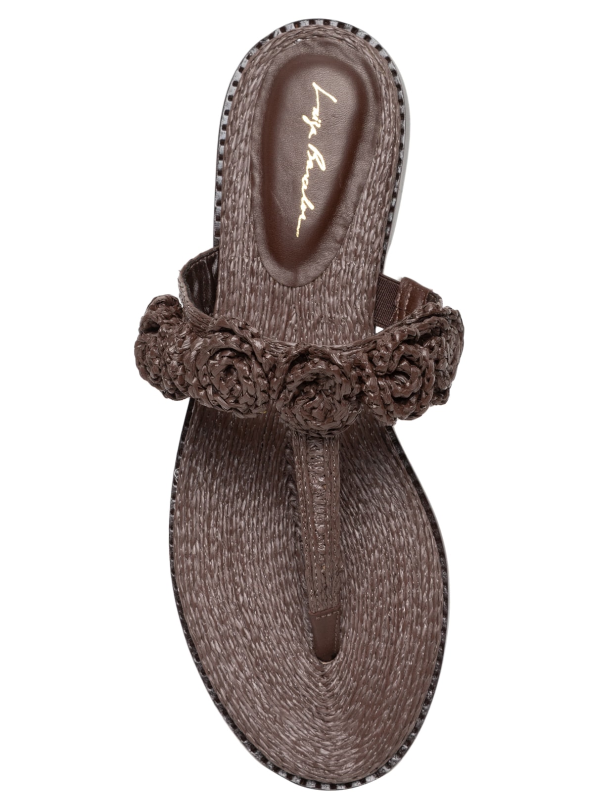 Sandália Feminina  Grease Cabedal Ráfia Marrom Luiza Barcelos