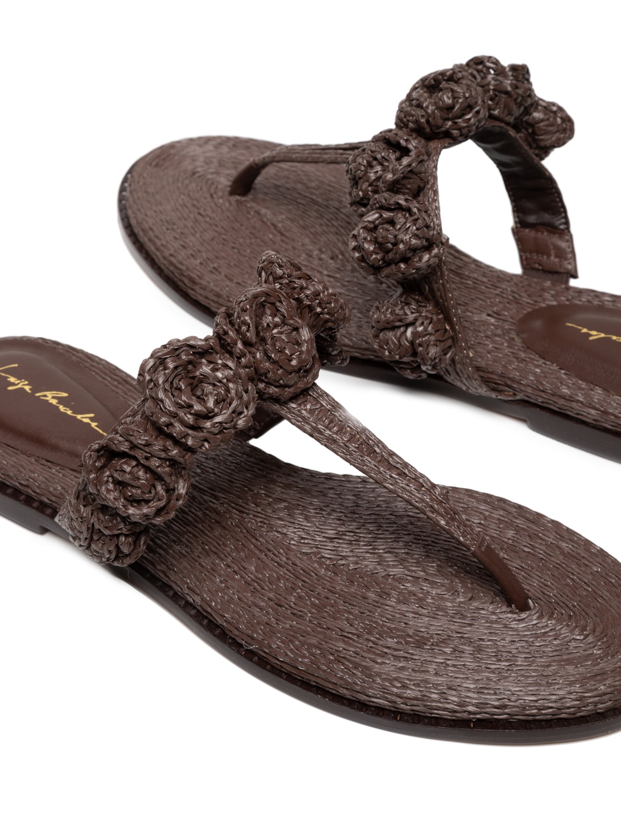 Sandália Feminina  Grease Cabedal Ráfia Marrom Luiza Barcelos