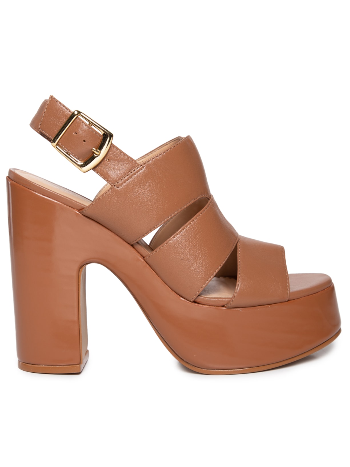 Sandália Feminina Grease Salto Fivela - Marrom