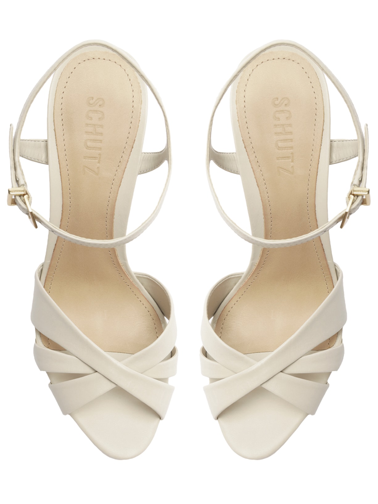 Sandália Feminina Keefa High Block Couro Off White Schutz