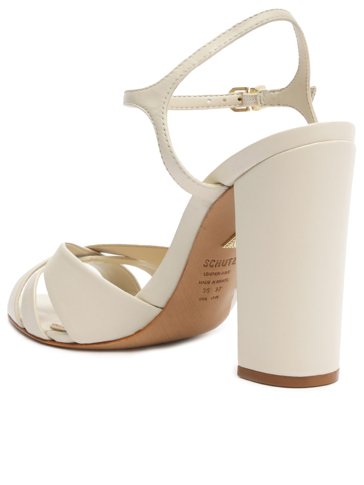 Sandália Feminina Keefa High Block Couro Off White Schutz