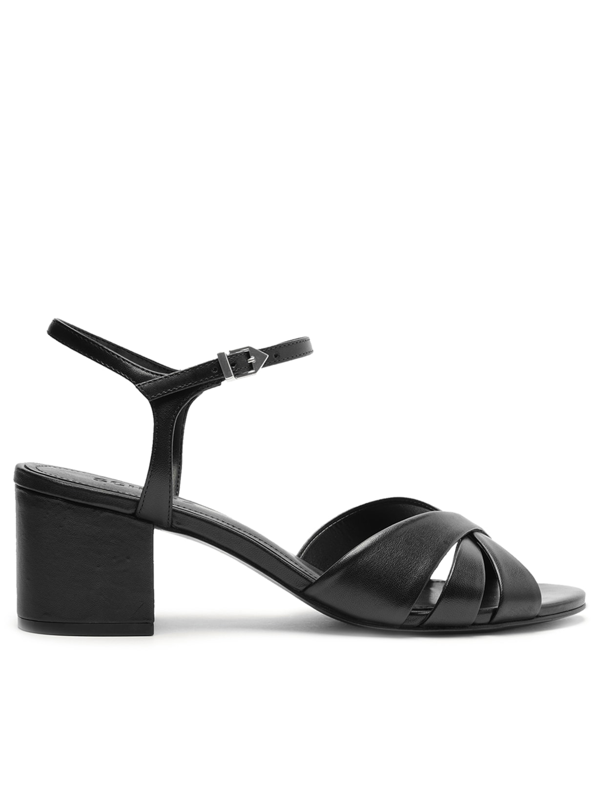 Sandália Feminina Keefa Mid Block Couro - Preto