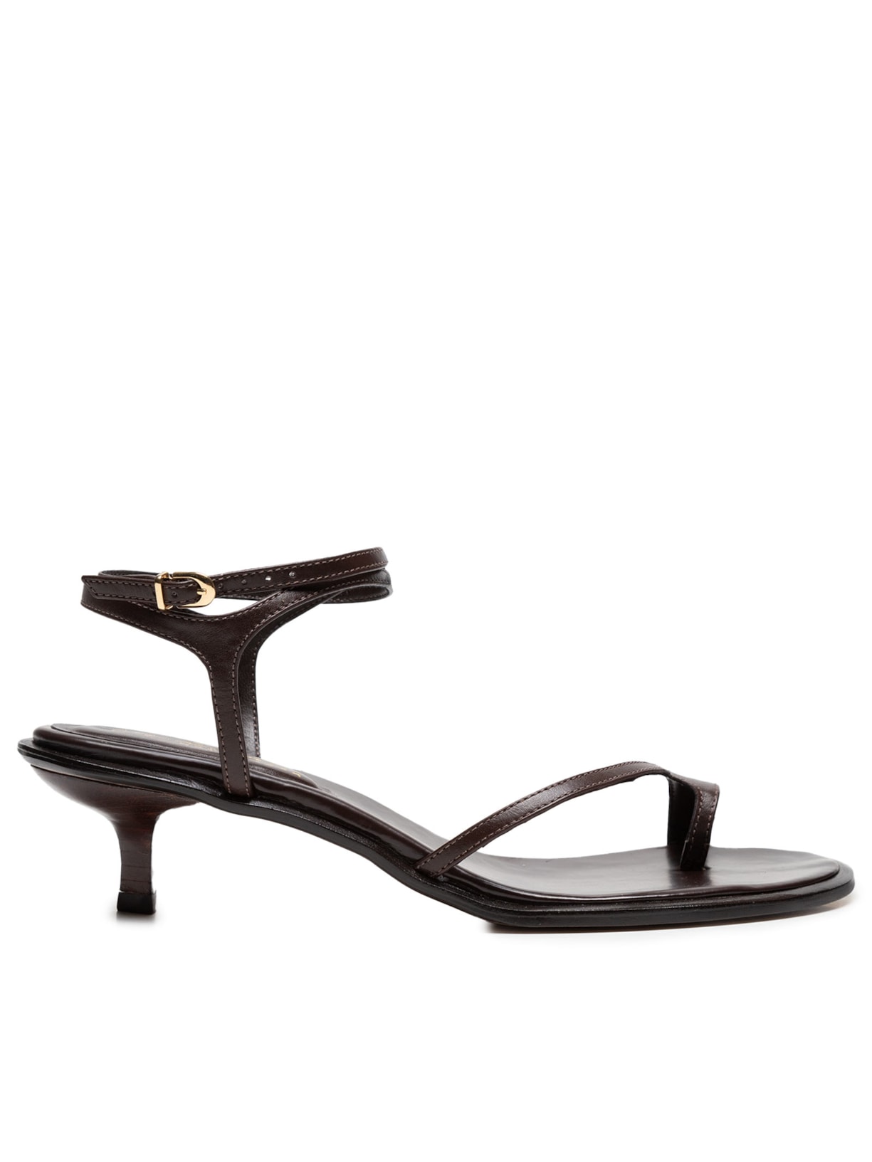 Sandália Feminina Kitten Heel Tiras - Marrom