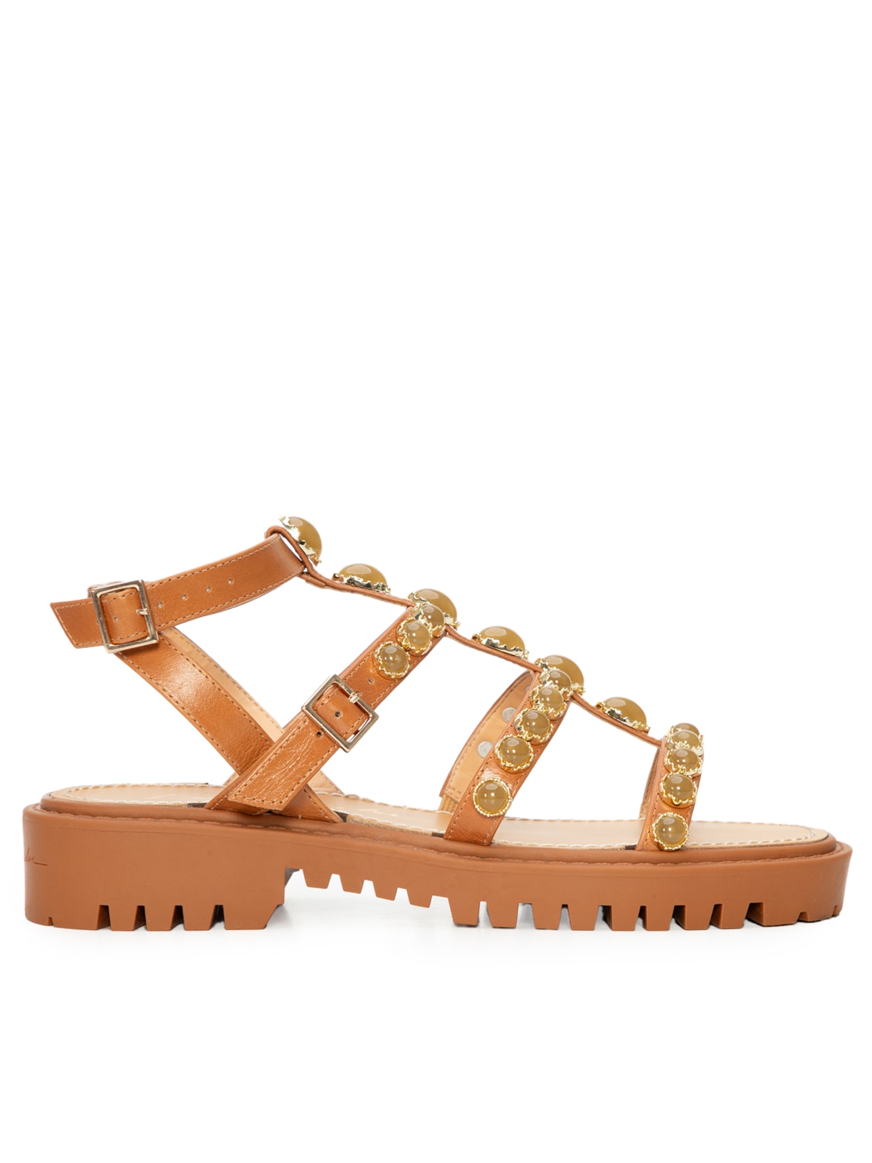 Sandália Feminina Leather Mel - Marrom