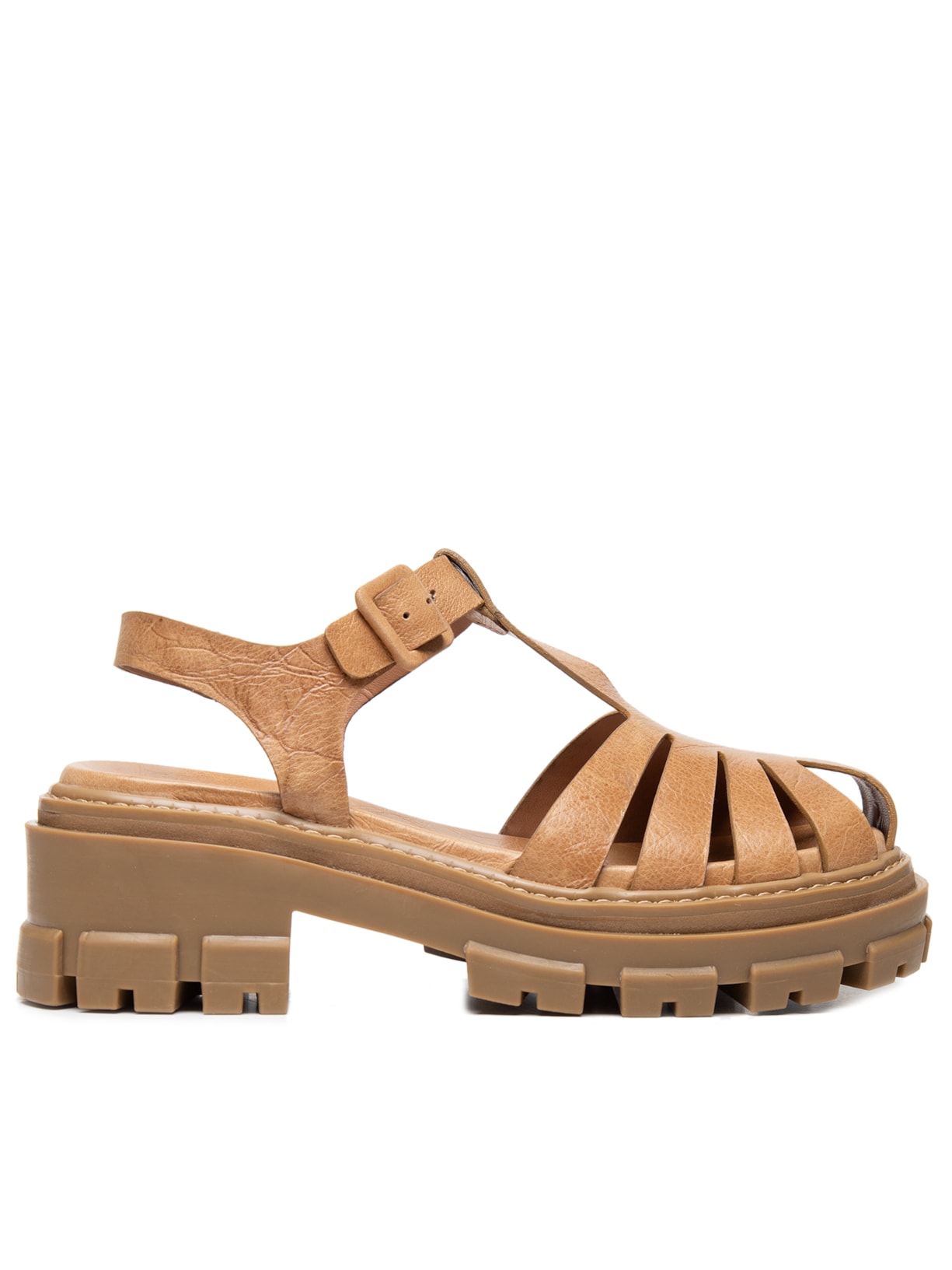 Sandália Feminina Leather Risco - Marrom