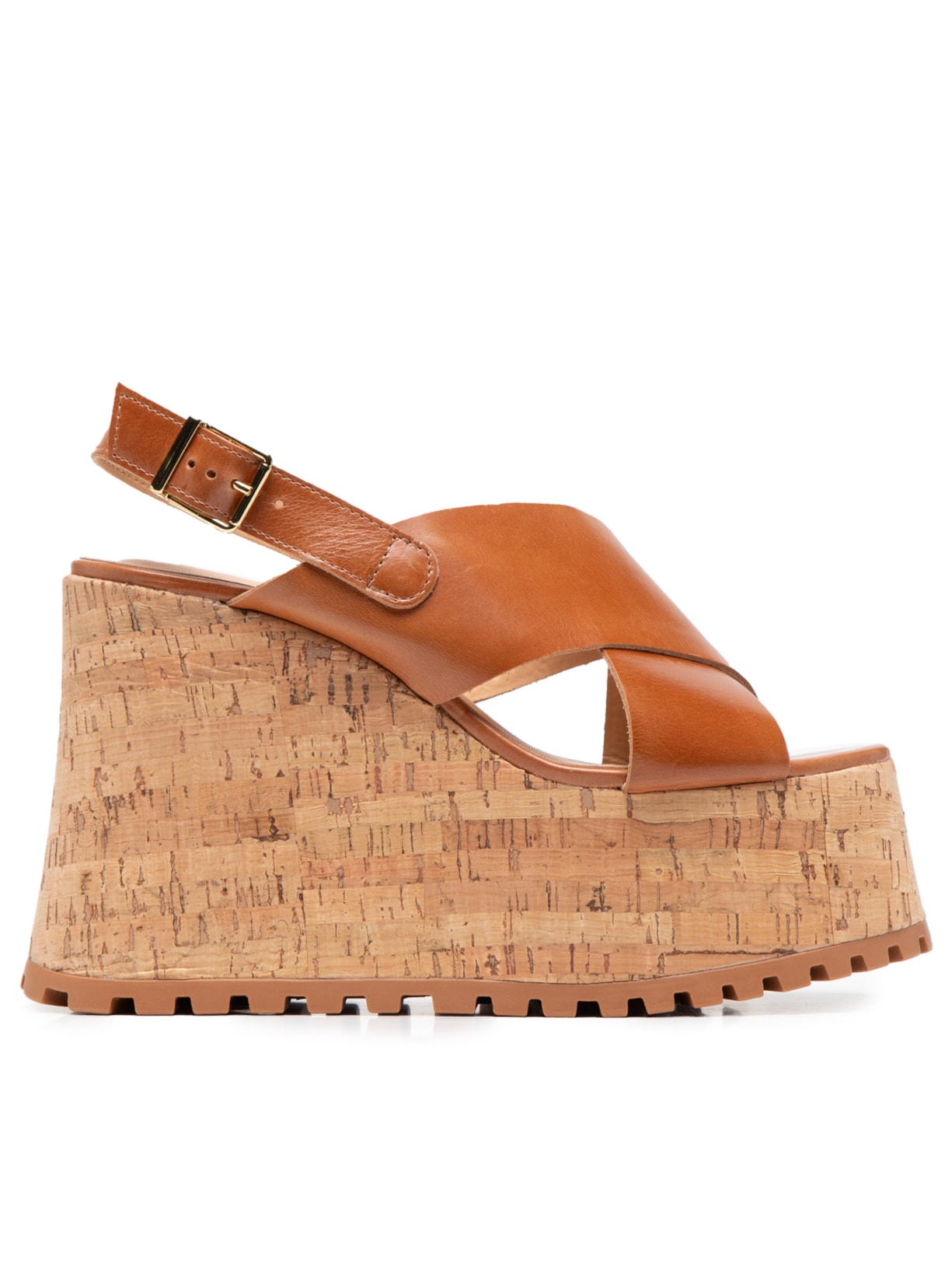 Sandália Feminina Maxi Plataforma Cortiça - Marrom