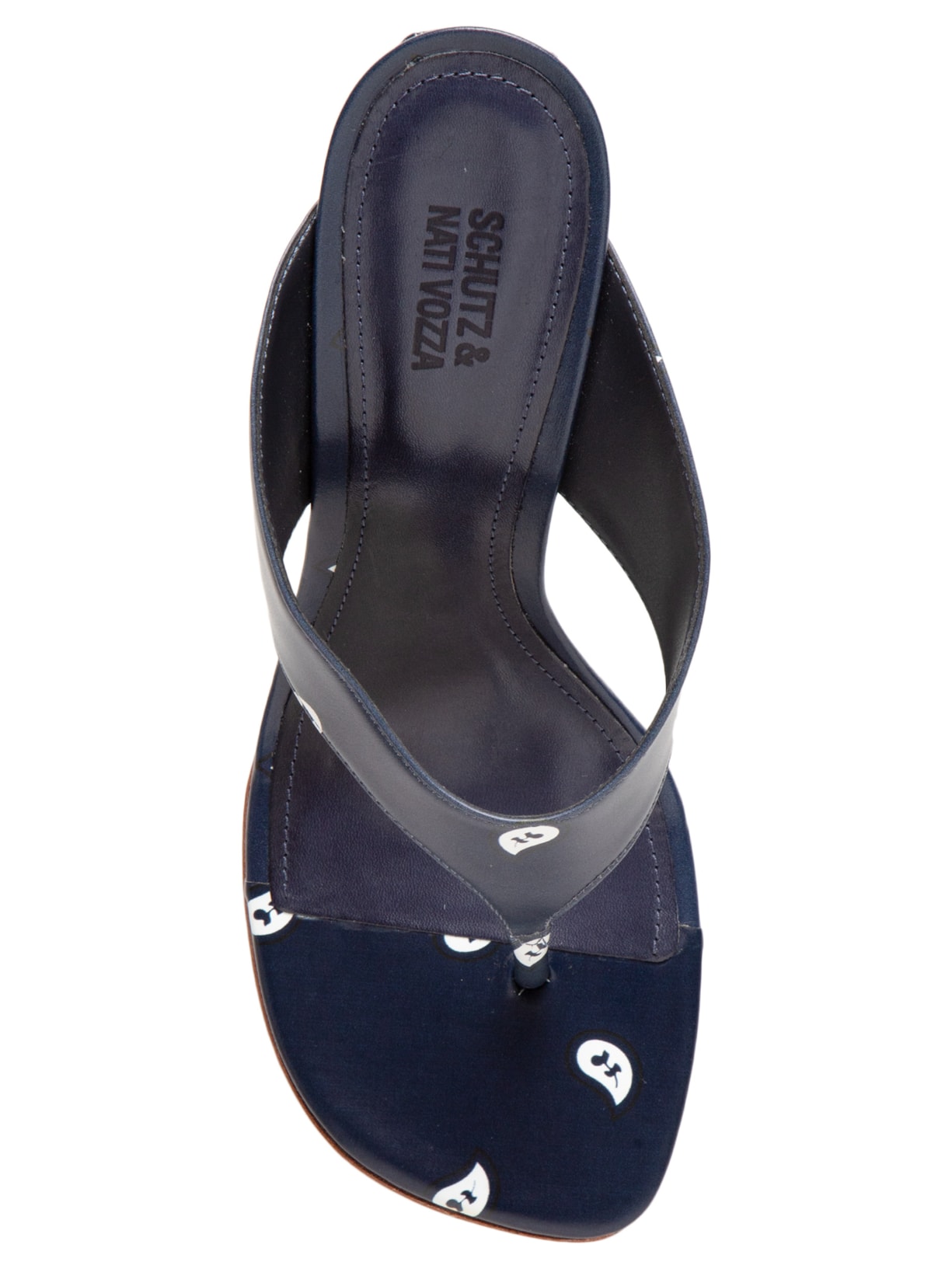 Sandália Feminina Maya Scarf Couro Azul Schutz + Nati Vozza